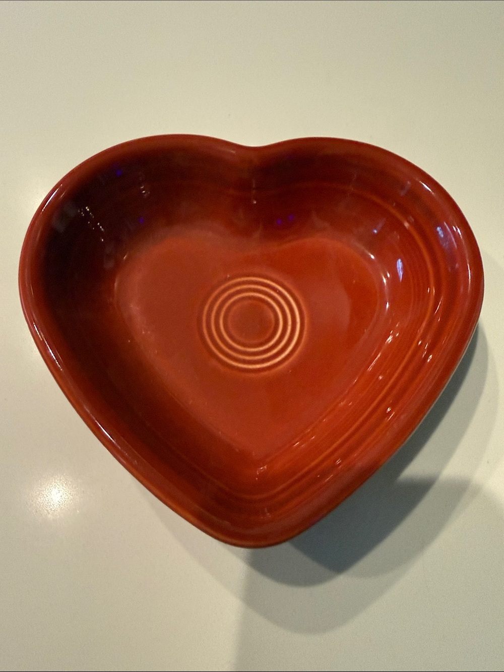 Fiesta Paprika Heart-Shaped Ceramic Bowl in Rich Red - retired color